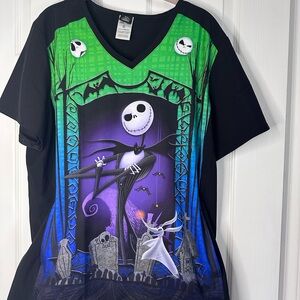 Nightmare before Christmas women’s scrub top XL Jack Skellington